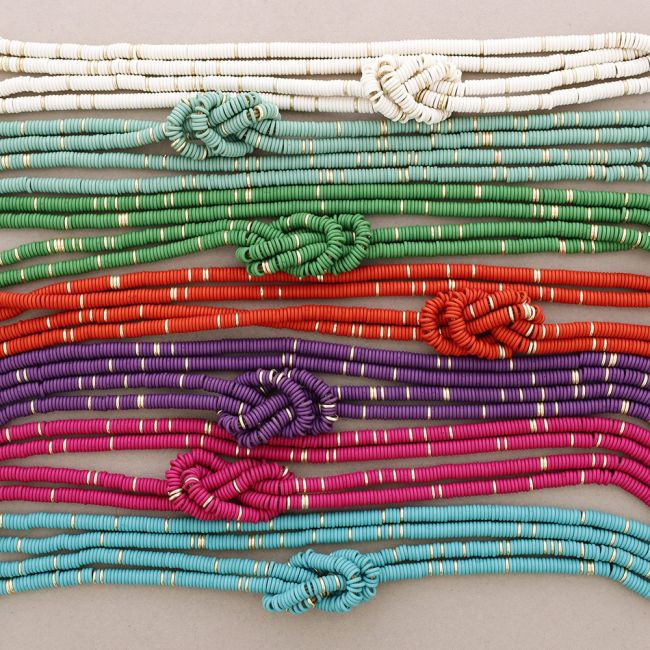 LONG DOUBLE KNOT NECKLACE WITH RESIN BEADS