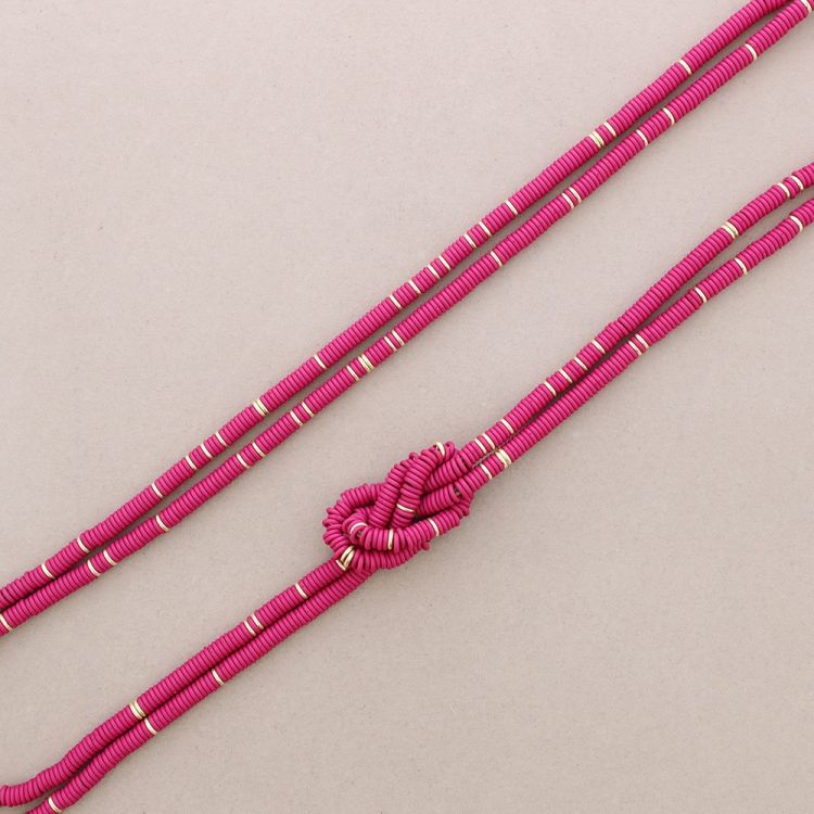 LONG DOUBLE KNOT NECKLACE WITH RESIN BEADS