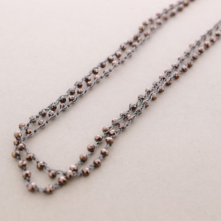 LONG NECKLACE WOVEN WITH FACETED CRYSTALS 2