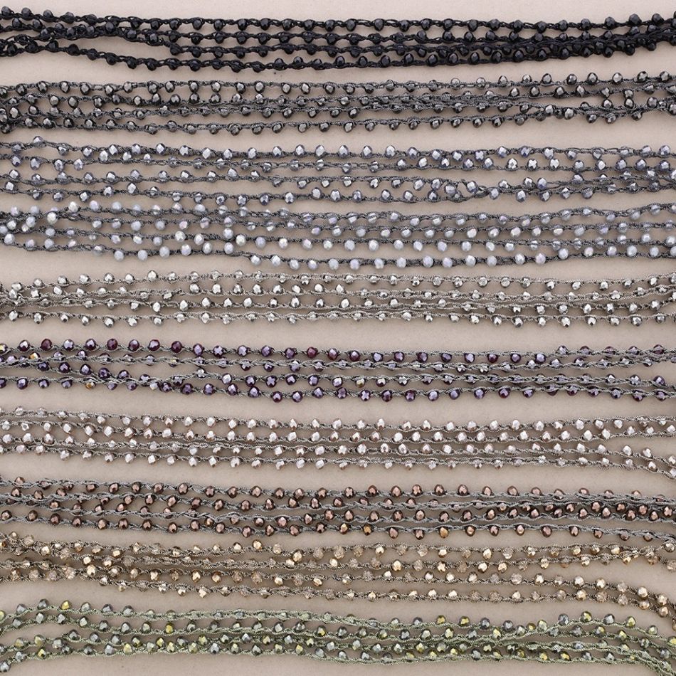 COLLAR LARGO TEJIDO CRISTALES FACETADOS