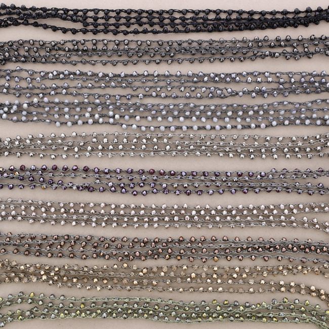COLLAR LARGO TEJIDO CRISTALES FACETADOS