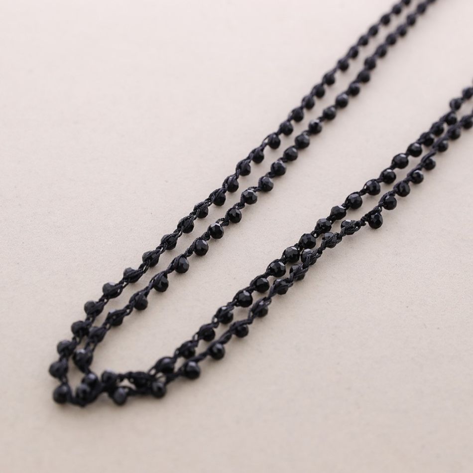 LONG NECKLACE WOVEN WITH FACETED CRYSTALS