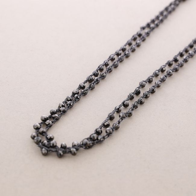 LONG NECKLACE WOVEN WITH FACETED CRYSTALS