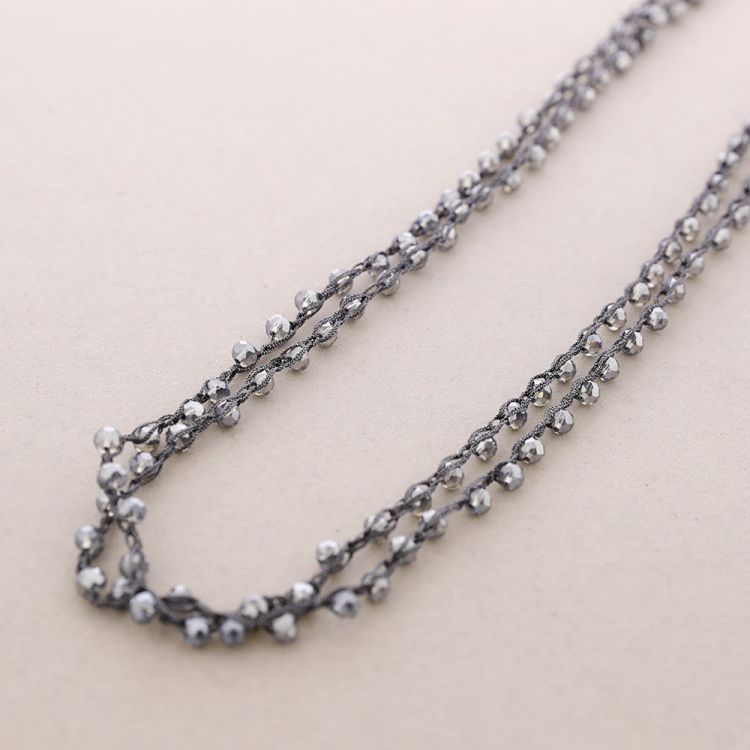 LONG NECKLACE WOVEN WITH FACETED CRYSTALS 2