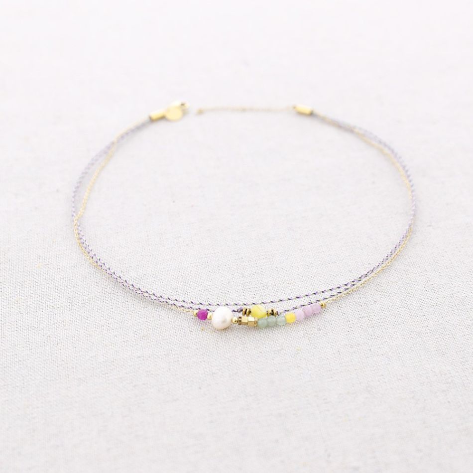 STEEL WIRE STONES NECKLACE