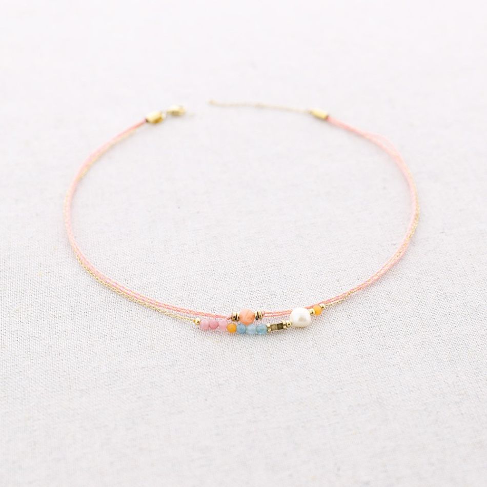 STEEL WIRE STONES NECKLACE