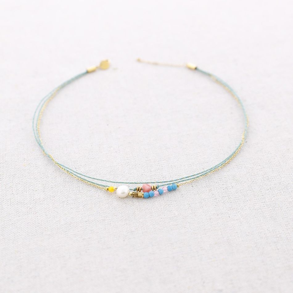 STEEL WIRE STONES NECKLACE