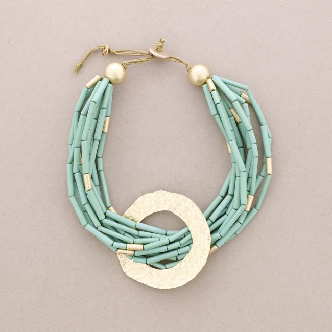 METAL CIRCLE RESIN BEADED NECKLACE