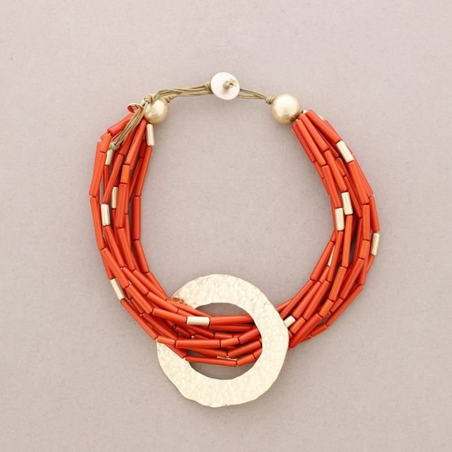 METAL CIRCLE RESIN BEADED NECKLACE