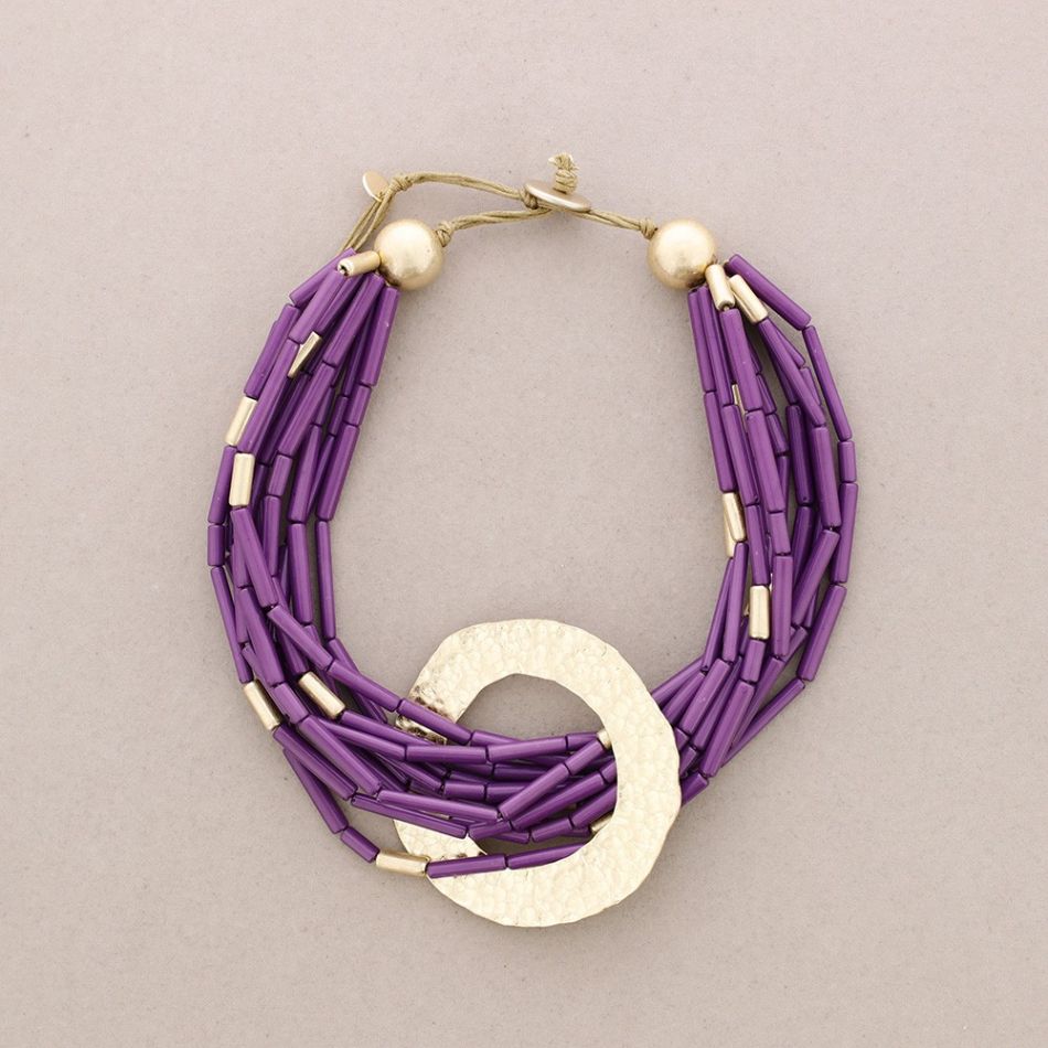 METAL CIRCLE RESIN BEADED NECKLACE