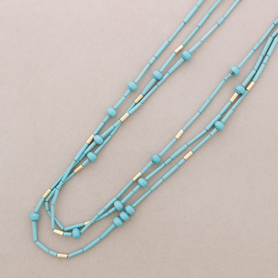 LONG NECKLACE THREE STRIPS RESIN BEADS