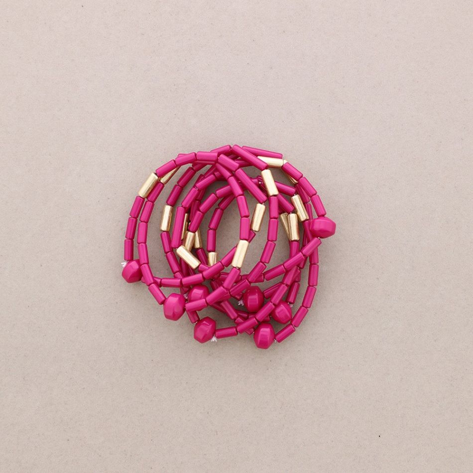 ELASTIC BRACELET 8 STRIPS RESIN BEADS