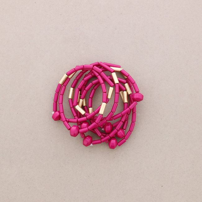 PULSERA ELÁSTICA 8 TIRAS CUENTAS RESINA