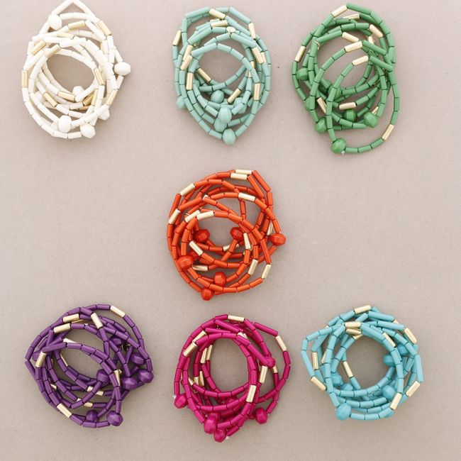 ELASTIC BRACELET 8 STRIPS RESIN BEADS