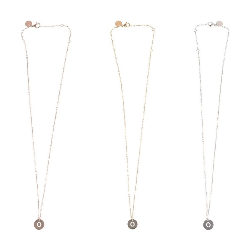 STEEL PLATE LETTER O SHORT NECKLACE