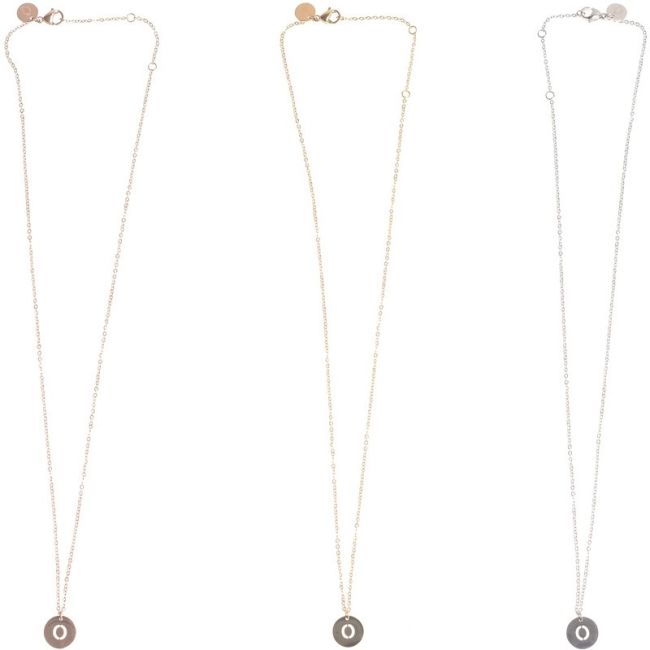 STEEL PLATE LETTER O SHORT NECKLACE