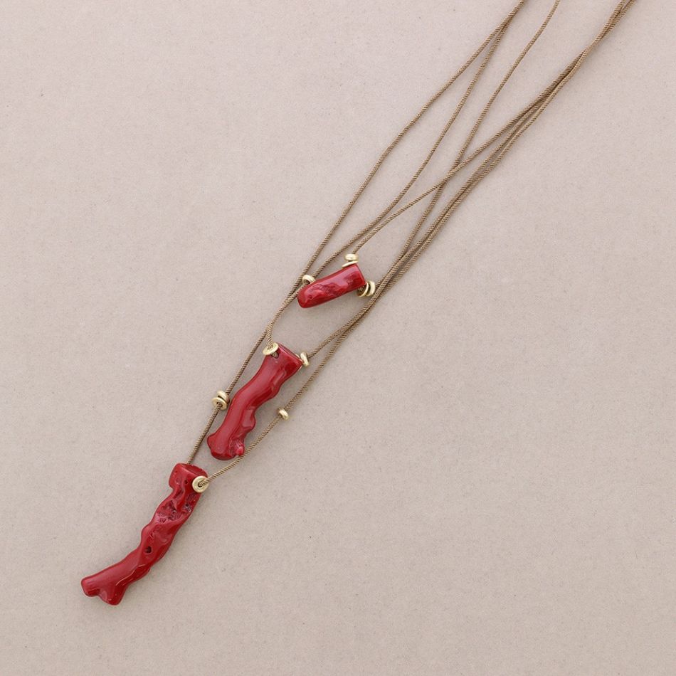 COLLAR LARGO COLGANTES CORAL RESINA