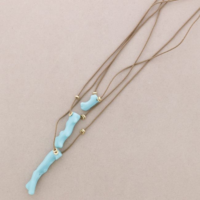 COLLAR LARGO COLGANTES CORAL RESINA