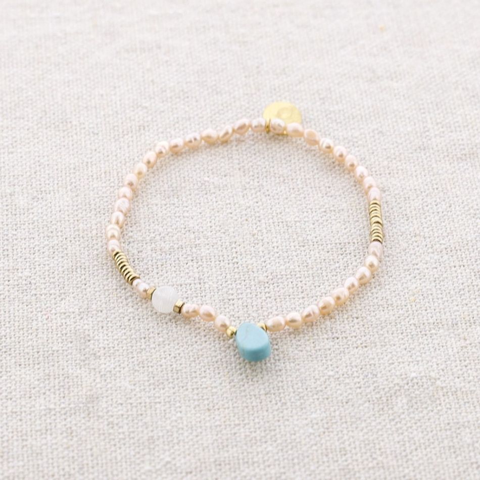 PULSERA ELÁSTICA ACERO PERLAS CULTIVADAS