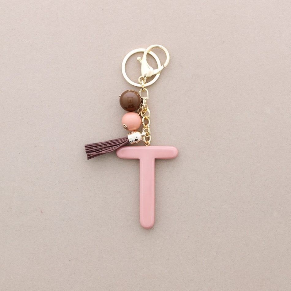 KEYCHAIN PENDANT INITIAL LETTER T RESIN