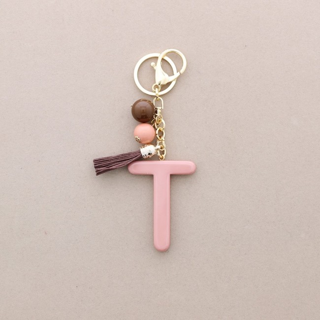 KEYCHAIN PENDANT INITIAL LETTER T RESIN