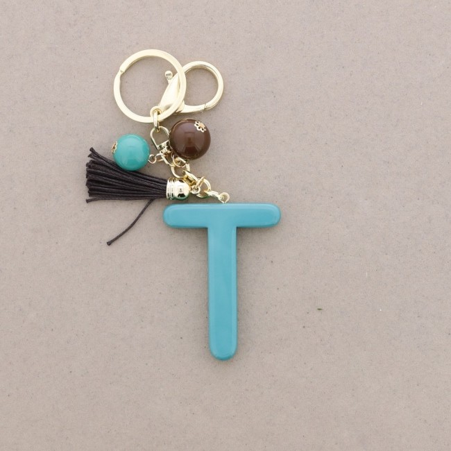 KEYCHAIN PENDANT INITIAL LETTER T RESIN