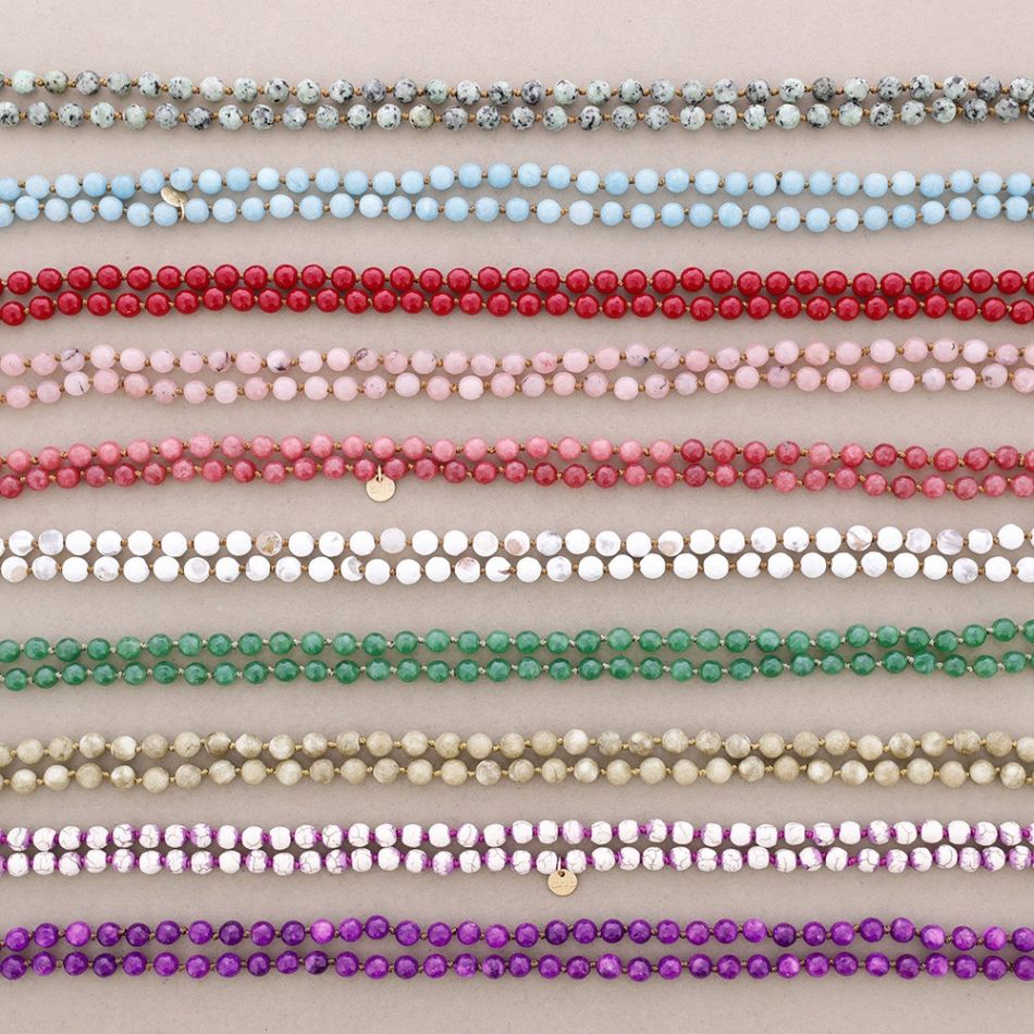LONG NECKLACE KNOTS FACETED STONE BALLS 1.2M*8MM