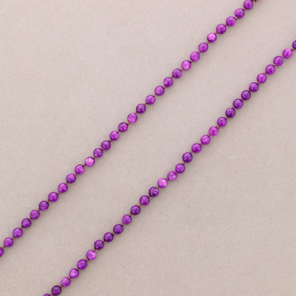 LONG NECKLACE KNOTS FACETED STONE BALLS 1.2M*8MM