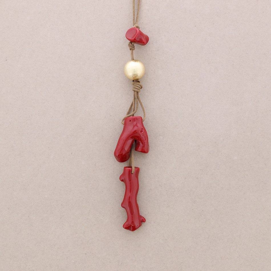 COLLAR LARGO COLGANTES CORAL RESINA