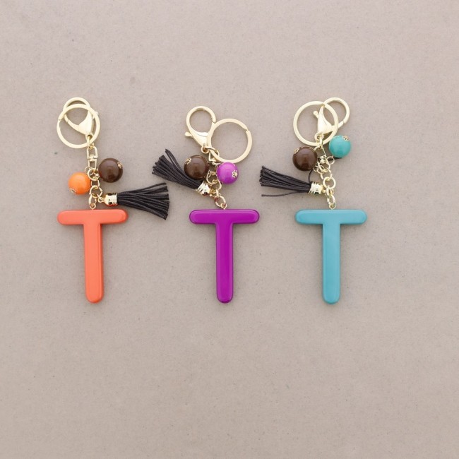 KEYCHAIN PENDANT INITIAL LETTER T RESIN