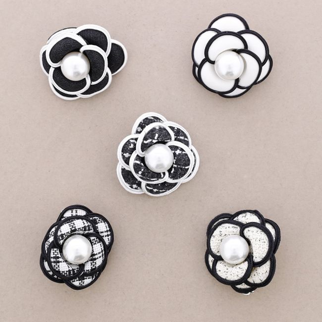 FABRIC FLOWER BROOCH 6CM