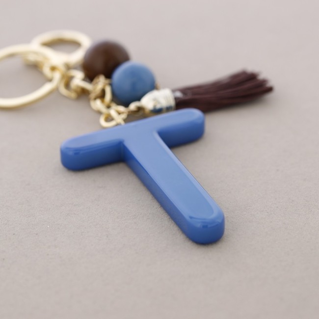 KEYCHAIN PENDANT INITIAL LETTER T RESIN