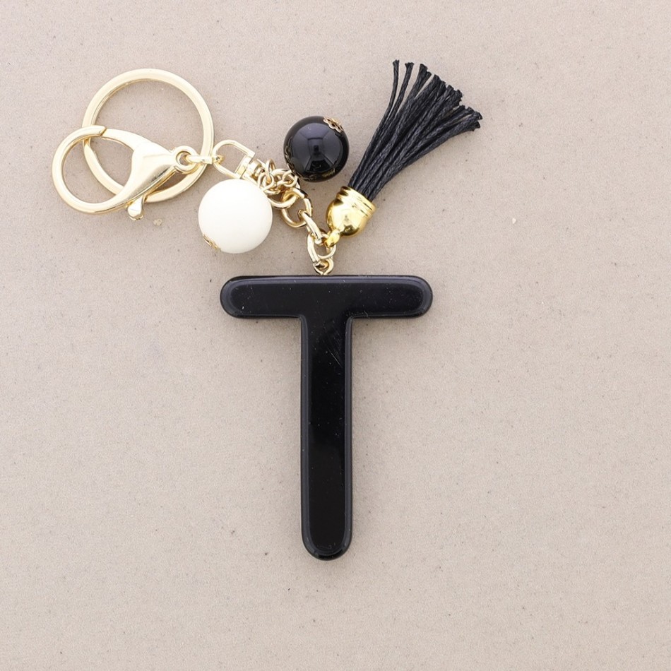 KEYCHAIN PENDANT INITIAL LETTER T RESIN