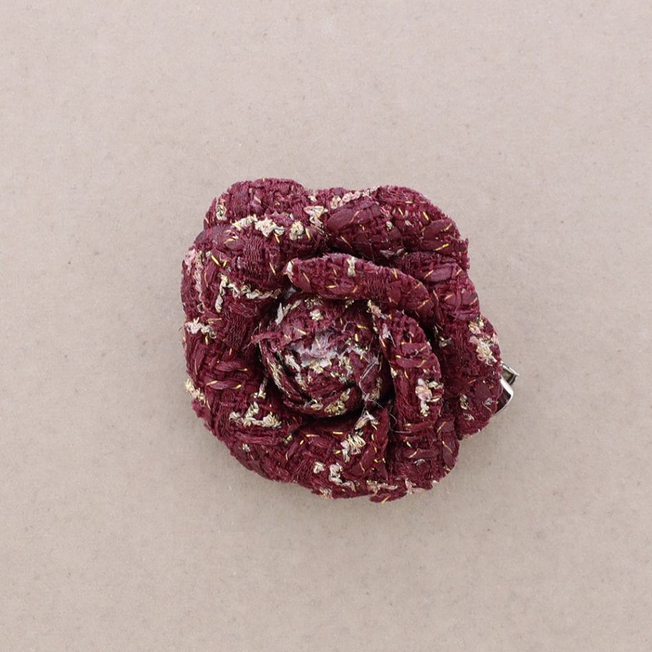 PRINTED FABRIC FLOWER BROOCH 6CM