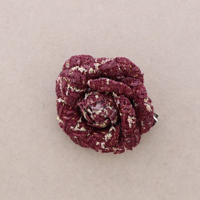 PRINTED FABRIC FLOWER BROOCH 6CM