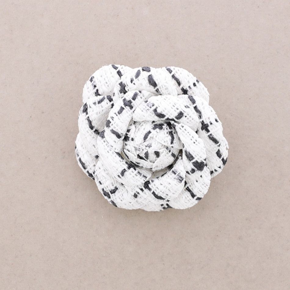 PRINTED FABRIC FLOWER BROOCH 6CM