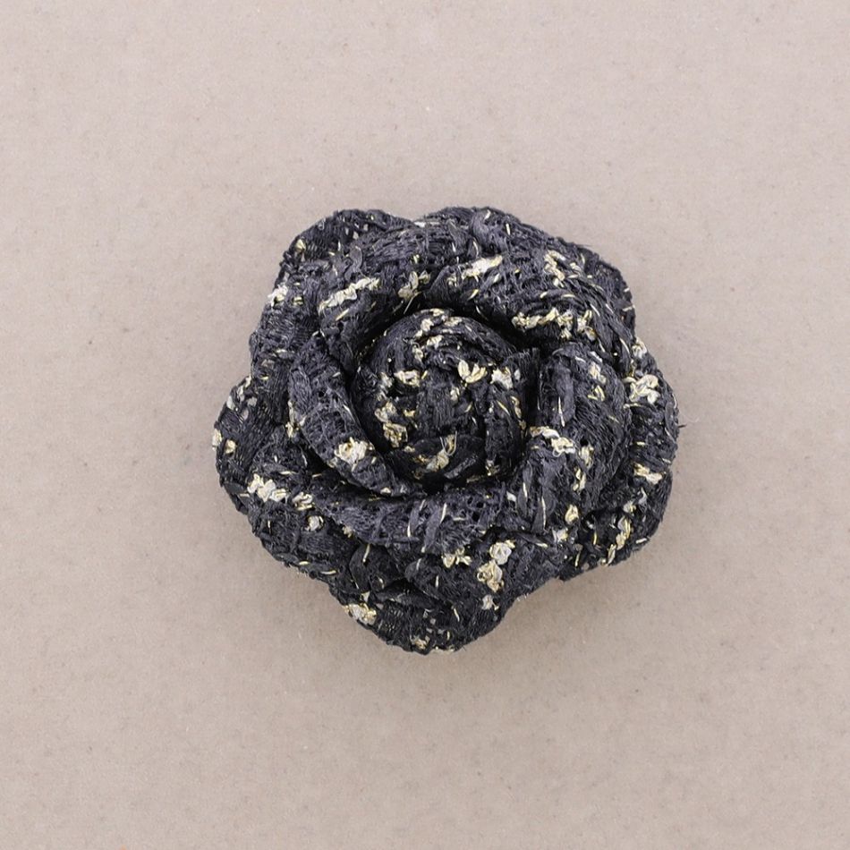 PRINTED FABRIC FLOWER BROOCH 6CM
