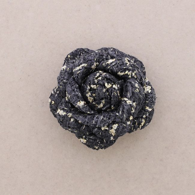 PRINTED FABRIC FLOWER BROOCH 6CM
