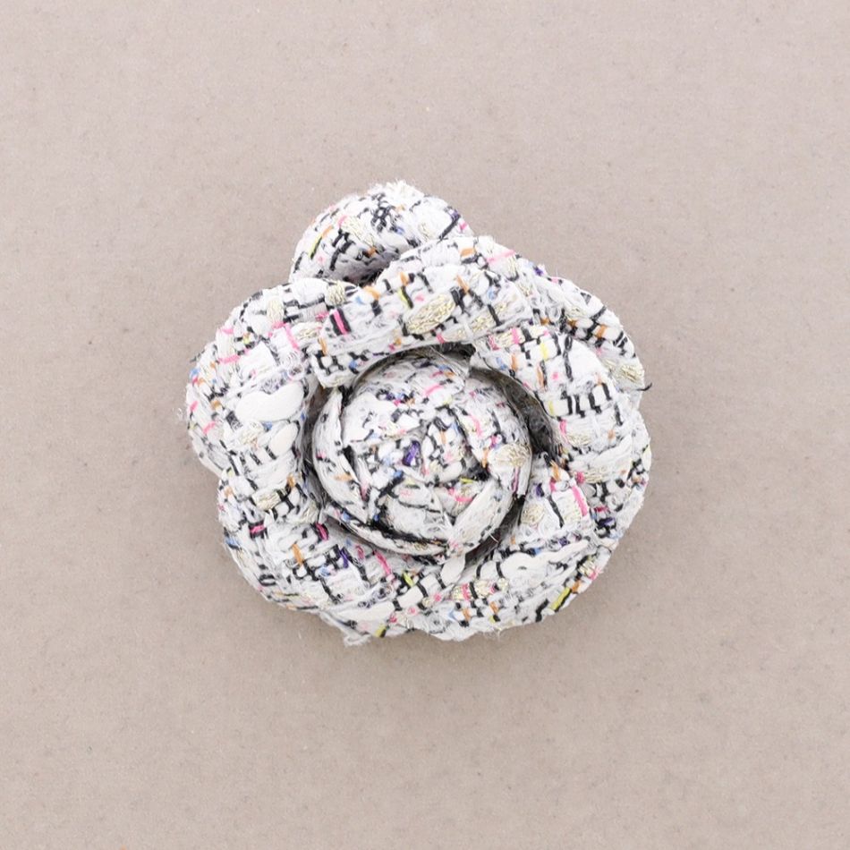 PRINTED FABRIC FLOWER BROOCH 6CM