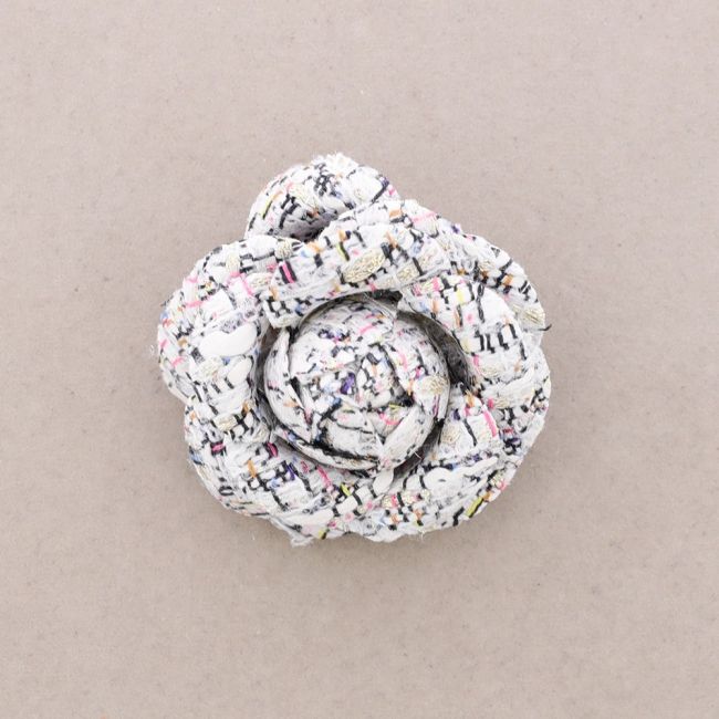 BROCHE FLOR TELA ESTAMPADA 6CM