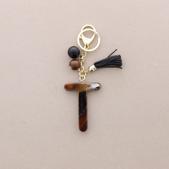 KEYCHAIN PENDANT INITIAL LETTER T RESIN
