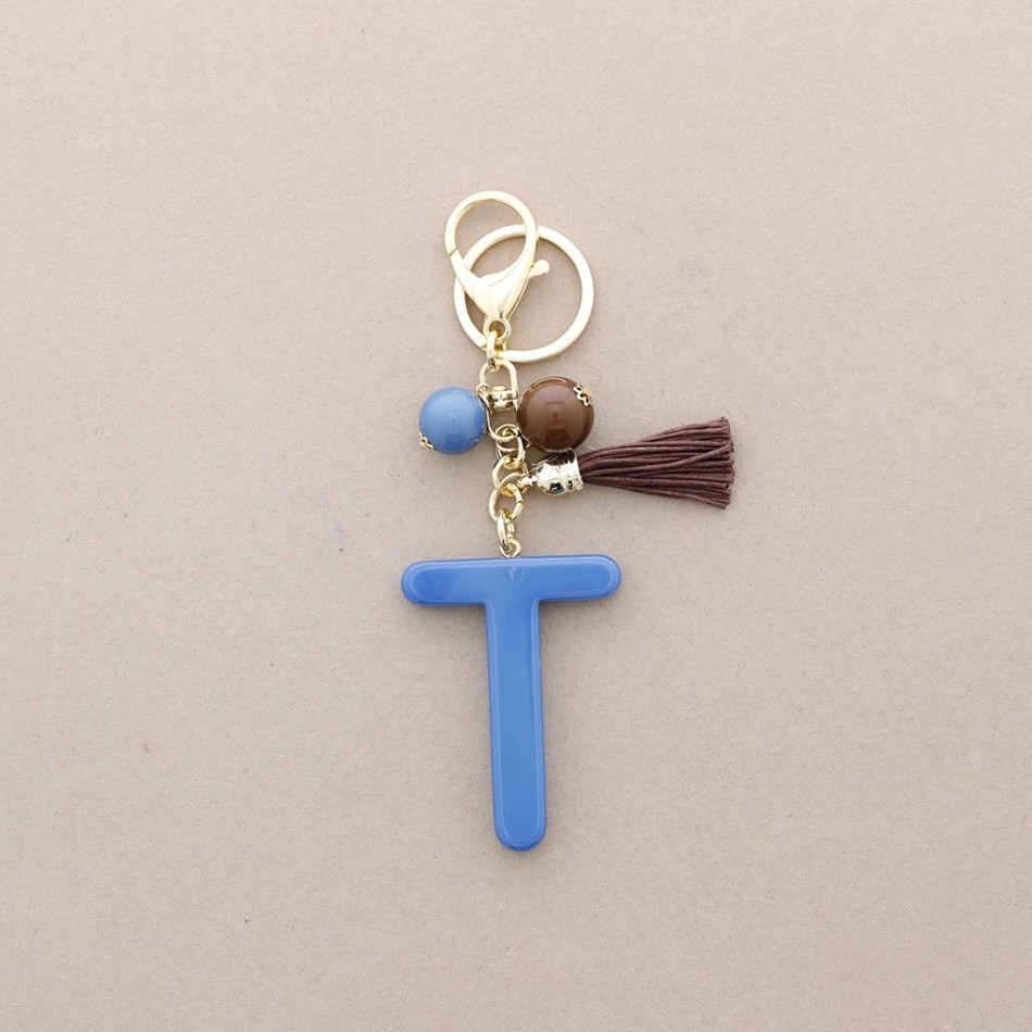KEYCHAIN PENDANT INITIAL LETTER T RESIN
