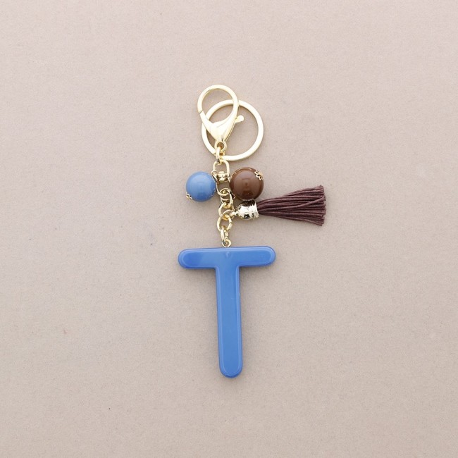KEYCHAIN PENDANT INITIAL LETTER T RESIN