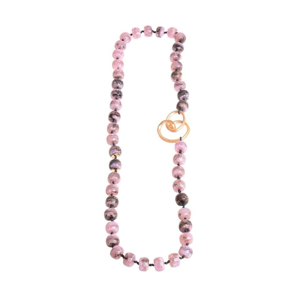 COLLAR LARGO CUENTAS RESINA FIGURA METAL