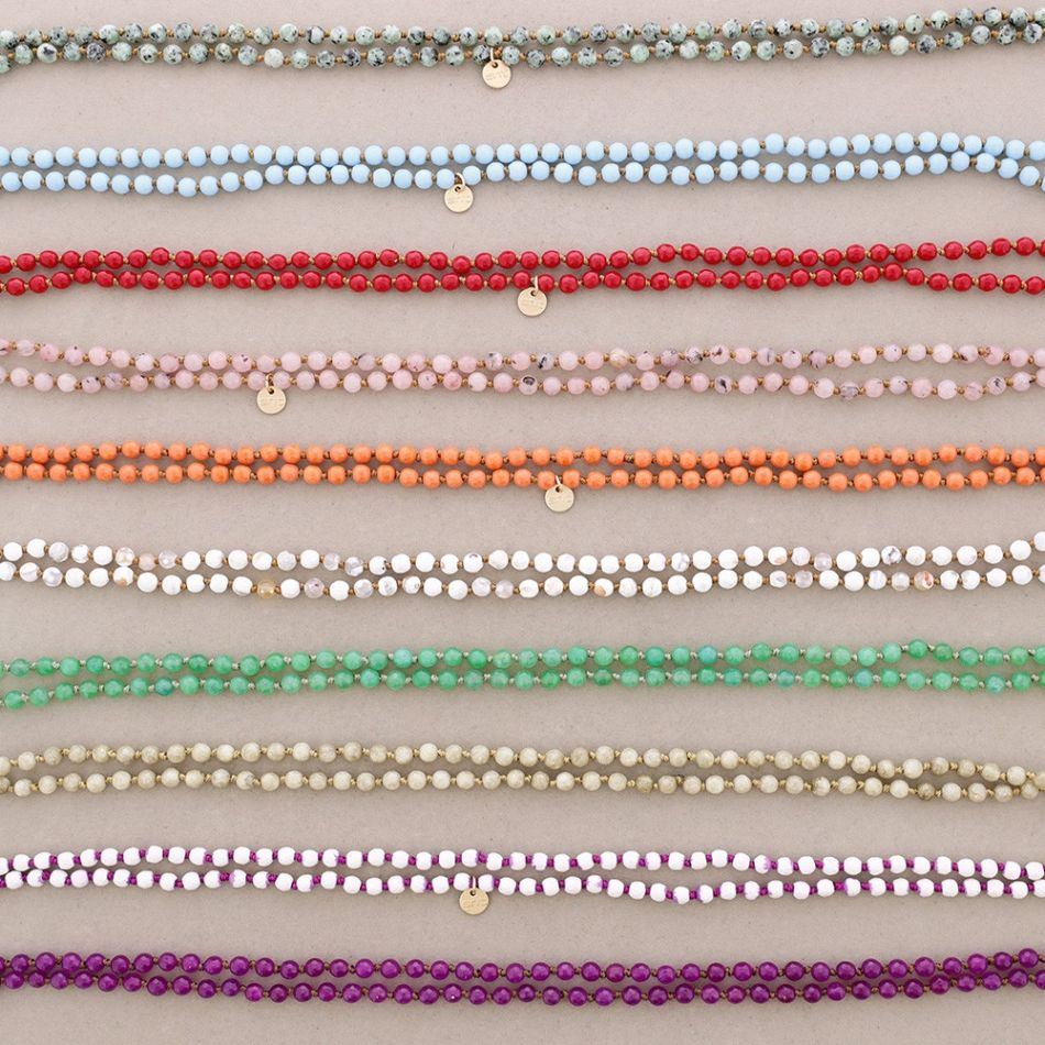 LONG NECKLACE KNOTS FACETED STONE BALLS 1.2M*6MM