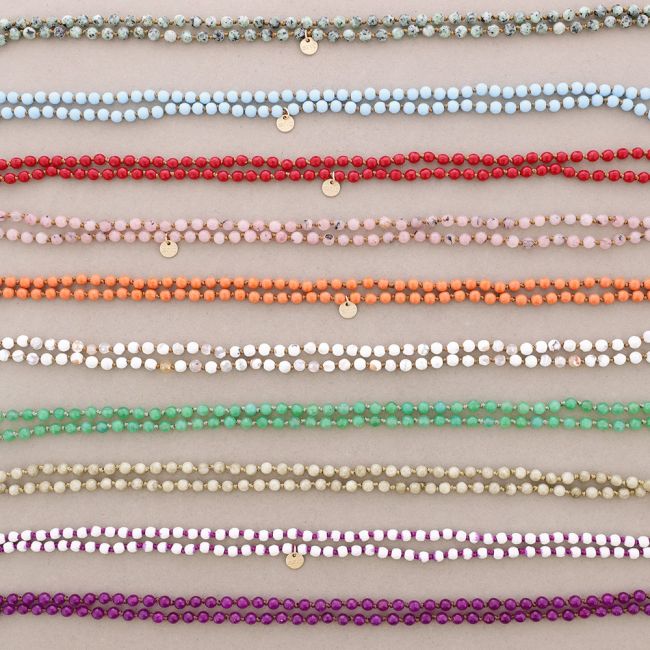 LONG NECKLACE KNOTS FACETED STONE BALLS 1.2M*6MM