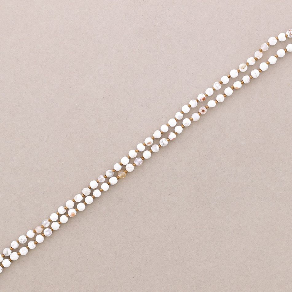 LONG NECKLACE KNOTS FACETED STONE BALLS 1.2M*6MM