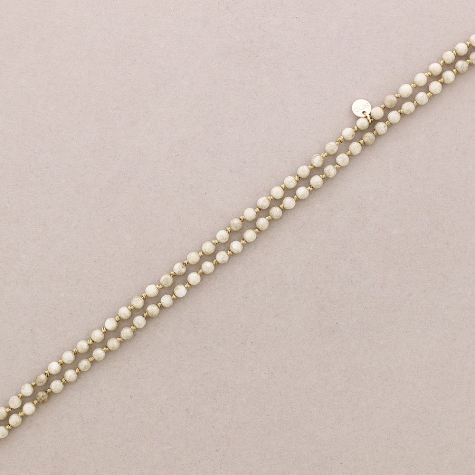 COLLAR LARGO NUDOS BOLAS FACETADAS PIEDRA 1.2M*6MM