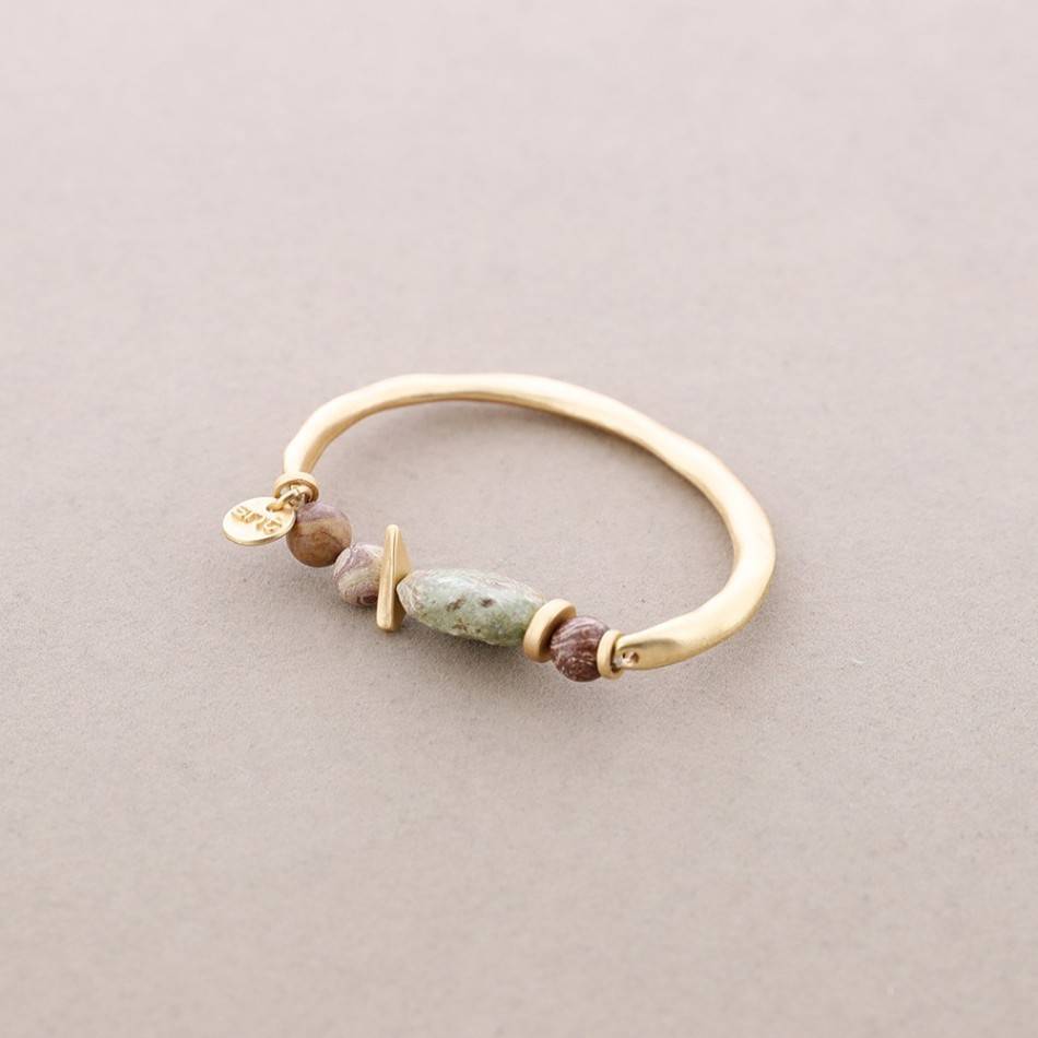 PULSERA ELÁSTICA METAL IRREGULAR PIEDRAS