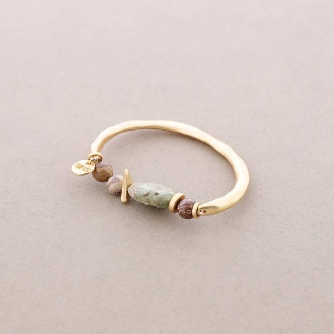 PULSERA ELÁSTICA METAL IRREGULAR PIEDRAS